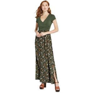 ModCloth Boundless Enjoyment Maxi Dress Faux Wrap Floral V-Neck Women's S EUC.A